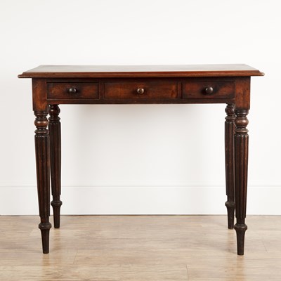 Lot 103 - Mahogany three drawer side table Victorian, on...