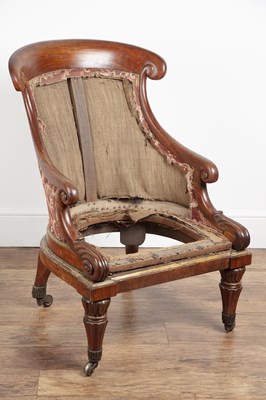 Lot 96 - Mahogany and parcel gilt library armchair 19th...