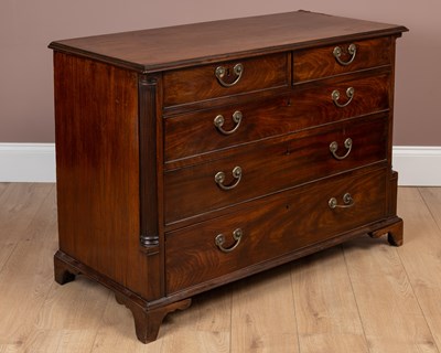 Lot 399 - A George III mahogany chest of two short and three graduated drawers