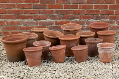 Lot 1203 - A collection of fifteen various terracotta flowerpots