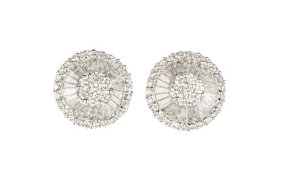 Lot A pair of diamond cluster ear studs, each...