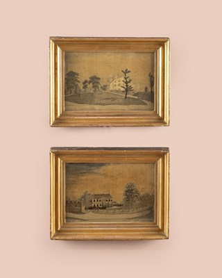 Lot 354 - A pair of Georgian silkwork pictures