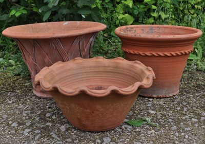 Lot 1283 - A group of three Whichford and other hand-thrown terracotta pots