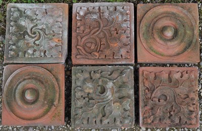 Lot 1327 - A group of six Victorian terracotta bricks or ornamental plaques