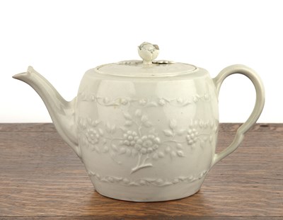 Lot 389 - Worcester blanc de chine teapot circa 1770,...