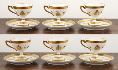 Lot 390 - Set of six Sevres style porcelain cups and...