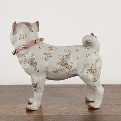 Lot 392 - Porcelain model of a pug dog Continental,...