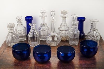 Lot 301 - Group of glassware including four Bristol blue...