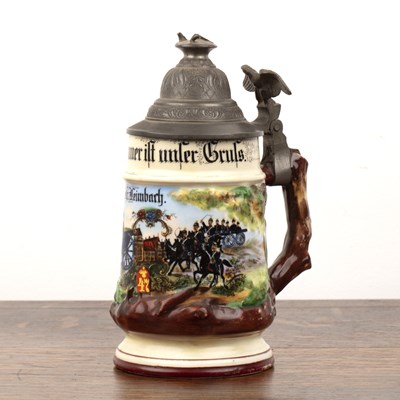 Lot 360 - Regimental tankard with pewter cover German,...