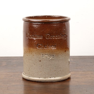 Lot 359 - Saltglaze stoneware cylindrical pot English,...