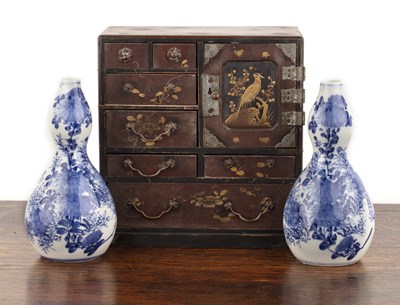 Lot 306 - Small lacquer cabinet Japanese, 20.5cm wide x...