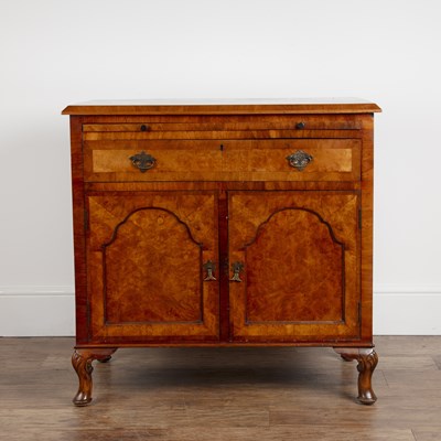 Lot 51 - Walnut chest/cupboard with crossbanded...