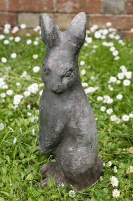 Lot 1351 - A lead ornament in the form of a rabbit