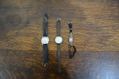 Lot 315 - Three wristwatches one with silvered dial...