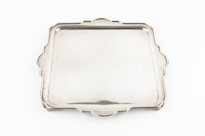 Lot 327 - A George V silver square section salver, with...