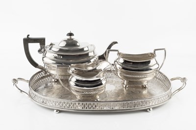 Lot 328 - An Edwardian silver three piece tea service,...