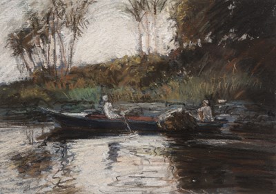 Lot 169 - John Linfield (b.1930) 'Rowing down the river',...