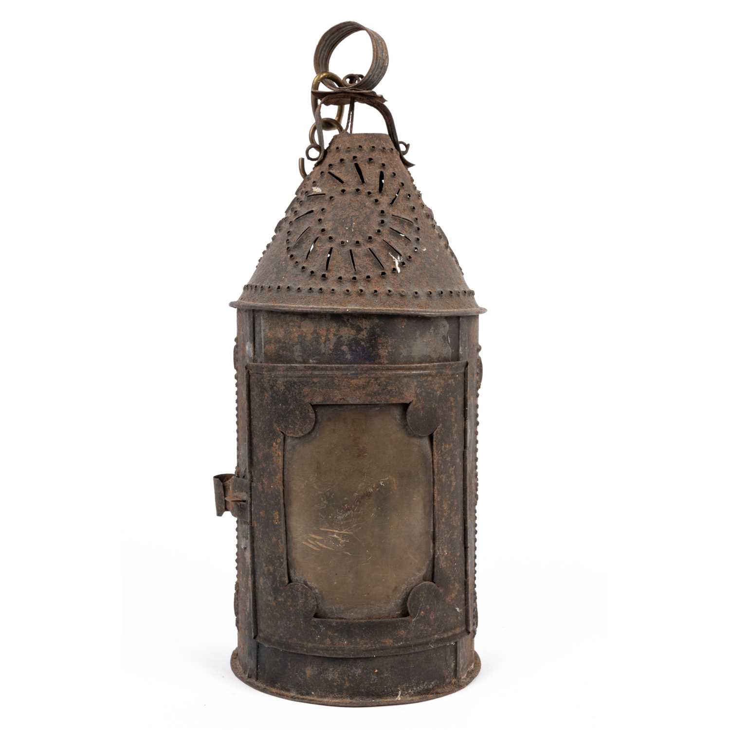 Lot 1188 - An antique tin lantern