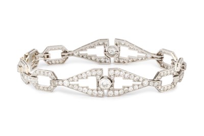 Lot 193 - A diamond panel bracelet, of Art Deco design,...