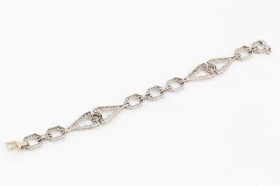 Lot 193 - A diamond panel bracelet, of Art Deco design,...