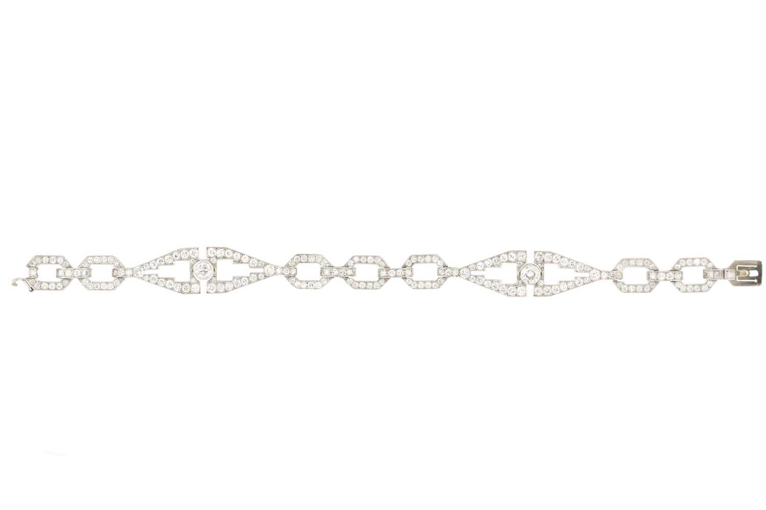 Lot 193 - A diamond panel bracelet, of Art Deco design,...