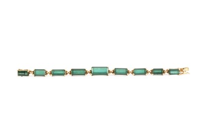 Lot A tourmaline bracelet, designed as a line of...