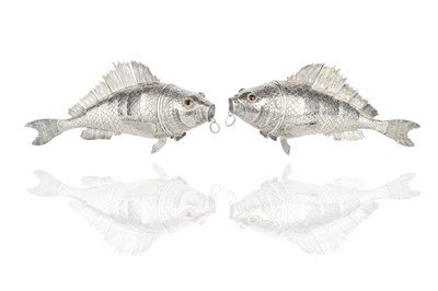 Lot 669 - A pair of Continental silver articulated fish...