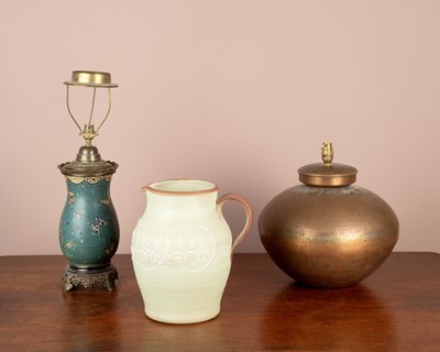 Lot 487 - Two table lamps and a jug