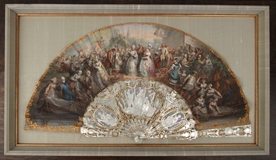 Lot 191 - Painted paper and mother-of-pearl fan French,...