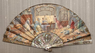 Lot 192 - Painted and mother-of-pearl fan French, early...