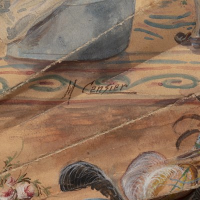 Lot 192 - Painted and mother-of-pearl fan French, early...