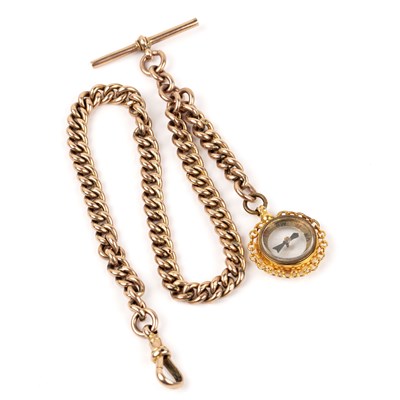 Lot 374 - 9ct gold albert or watch chain  with T-bar and...