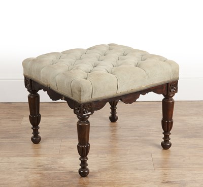 Lot 60 - Rosewood square carved footstool 19th Century,...
