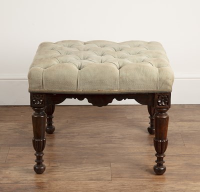 Lot 60 - Rosewood square carved footstool 19th Century,...