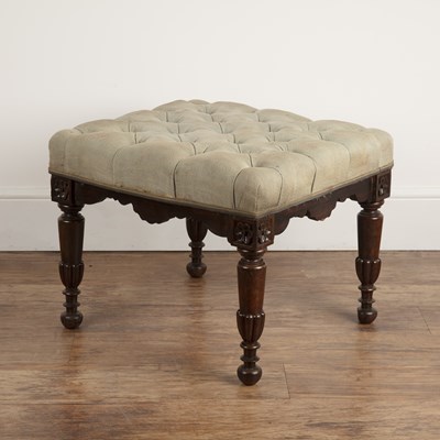 Lot 60 - Rosewood square carved footstool 19th Century,...