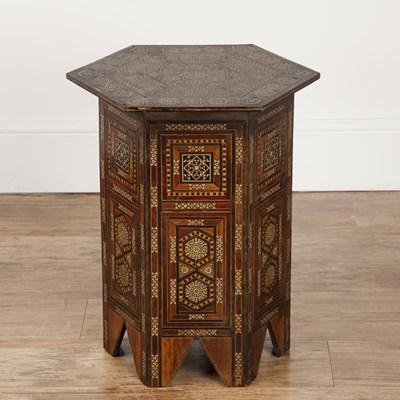 Lot 63 - Syrian inlaid occasional table hexagonal, with...