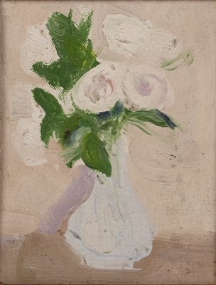 Lot 402 - Barbara Dorf (1933-2016) White Roses, oil on...