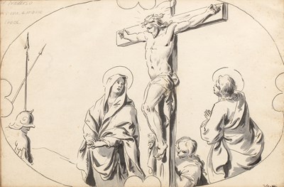 Lot 356 - Italian school (18th century) Crucifixion, pen,...