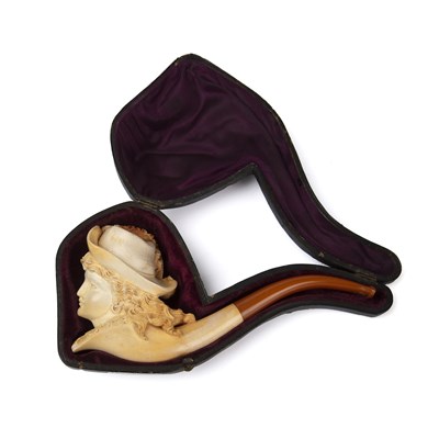 Lot 378 - A 19th century German meerschaum pipe in a...