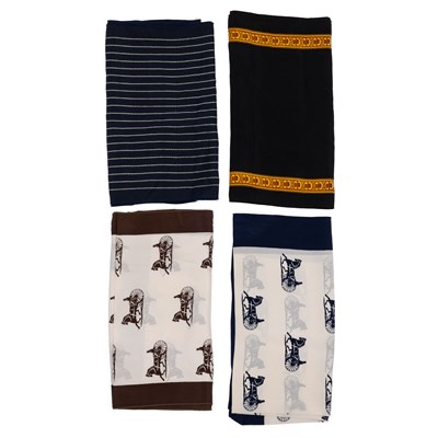 Lot 553 - Four Céline Paris silk scarves Navy and cream...