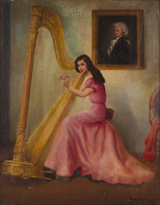 Lot 104 - Douglas Swainson (20th century) Lady in a pink...