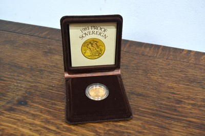 Lot 316 - Queen Elizabeth II proof sovereign dated 1981,...