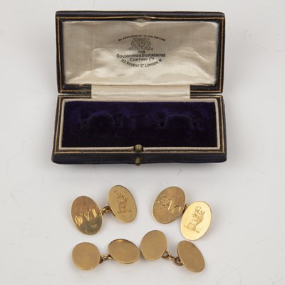 Lot 421 - Two pairs of 18ct gold cufflinks one pair...