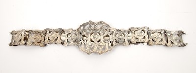 Lot 420 - Silver nurse's belt made up of square panels...