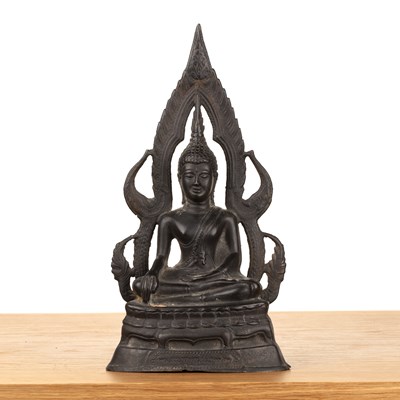 Lot 378 - Metal buddha Thai, 18th/19th Century seated in...