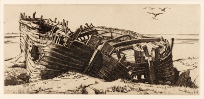 Lot 55 - Ernest Lumsden (1883-1948) Beached Boats,...