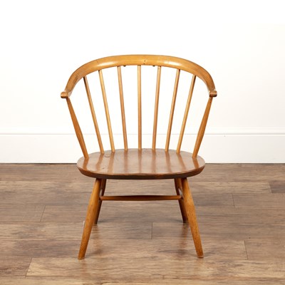 Lot 42 - Ercol elm and beech, 'cow horn' chair, model...