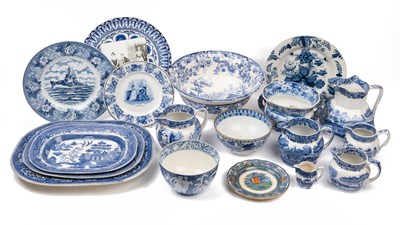 Lot 175 - A collection of blue and white 19th century transfer wares