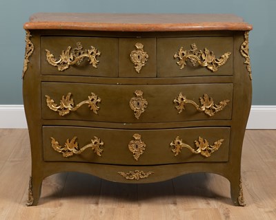 Lot 16 - A Louis XV serpentine bombe commode