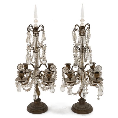 Lot 2 - A pair of late 19th or early 20th century French candelabra